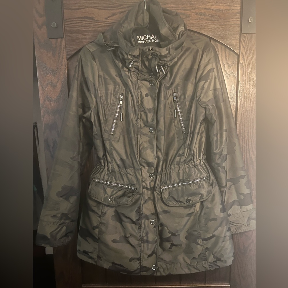 Micheal Kors camouflage utility jacket.